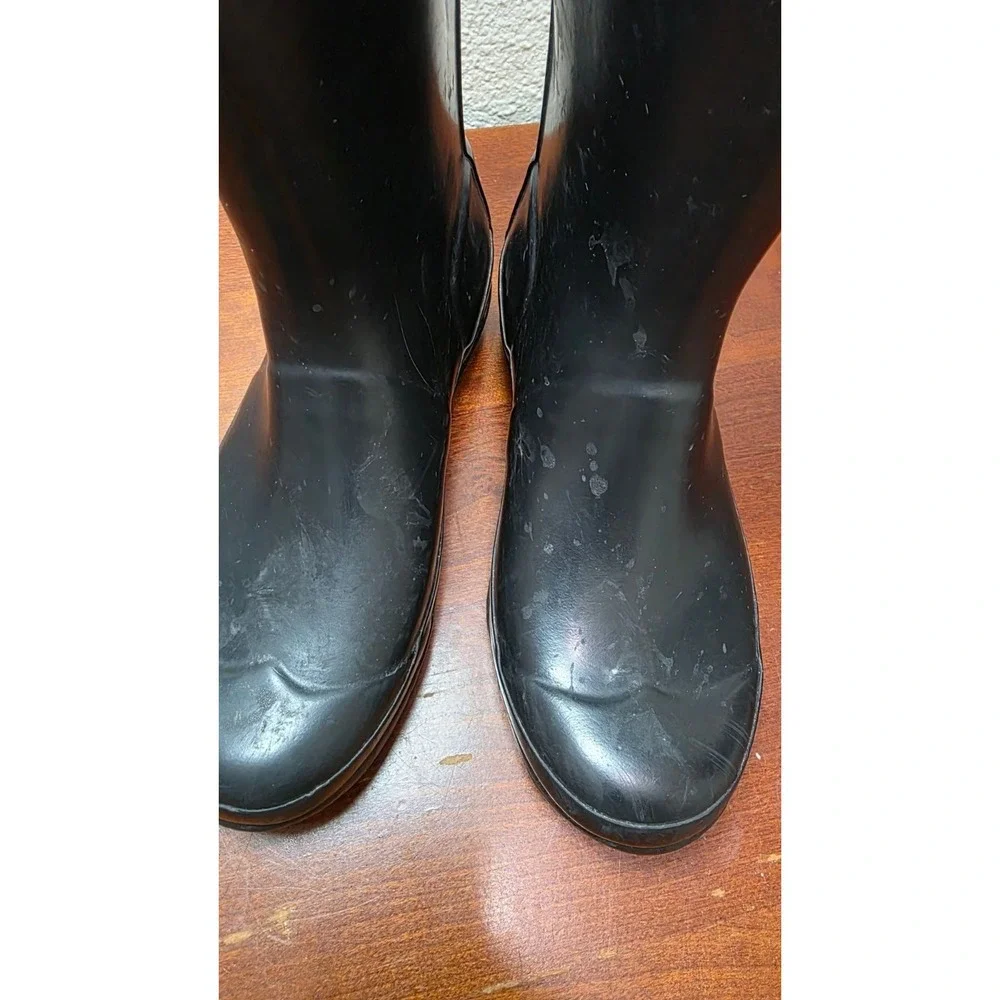 Hunter Young Black Tall Waterproof Rubber Rain Boots Size 2M/3F‎